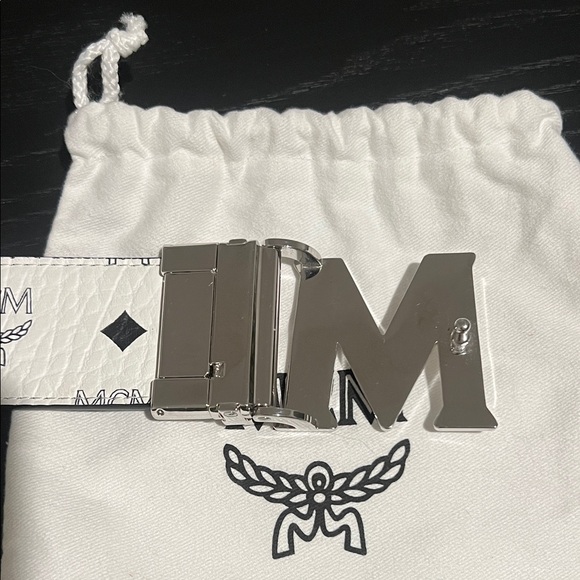 MCM Black Belt with Silver M Buckle